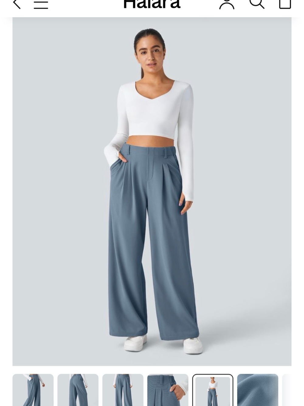 HALARA High-Waist Wide-Leg Pants in Slate Blue
